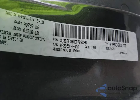 2019 Fiat 500 Pop from USA, damaged, VIN 3C3CFFKH4KT789328